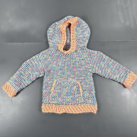 Other - Handmade Crochet Hoodie Infant Girls 0-6 Months Orange Pink Blue Green
